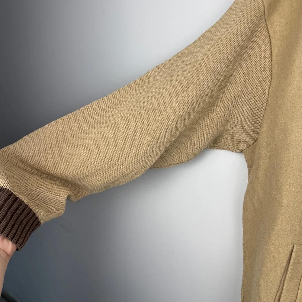 LRG Lion Rock Full Zip Sweater Mens 4XL Tan Brown Wool Blend Streetwear Jacket‎